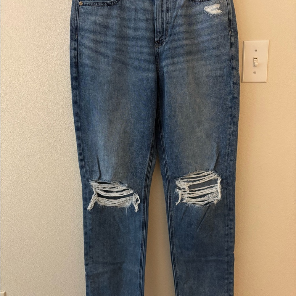 American Eagle Outfitters High Rise Distressed Blue Jeans